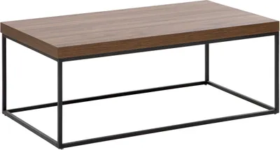 Zdjęcie produktu dla BELIANI Stolik kawowy ciemnobrązowy czarna metalowa rama prostokątny 100 x 60 cm do salonu styl industrialny