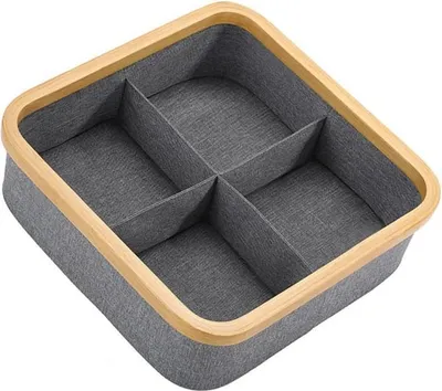 Obrázek produktu pro INF Šedý úložný koš s 4 přihrádkami z Oxford tkaniny - 30x30x9 cm
