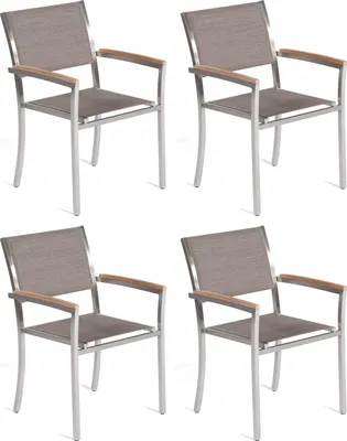 Produktbild von Sonnenpartner 4x Stapelstühle Galaxy Edelstahl mit Textilen taupe Stapelstuhl