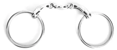 Productafbeelding van Rvs teugel met bitseparator, universele ring, accessoire voor paarden, gebogen mondstuk met gebogen verbindingsstuk