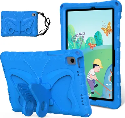 Produktbild von Kinder Hülle für Samsung Galaxy Tab A11 Plus/ A11+ 11" 2025 Leicht Stoßfeste EVA Kindgerechtes Schutzhülle mit Schultergurt, Schmetterlings-Ständer Blau