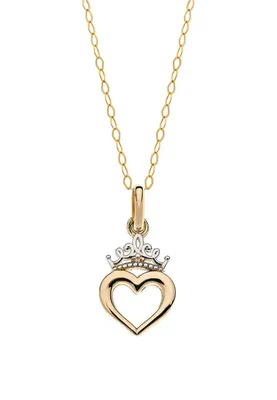 Image de Disney CG00004TL-0.CS Collier avec pendentif fille cœur couronne 375/ or jaune