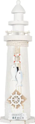 Produktbild von Clayre & Eef Dekorationsfigur Leuchtturm Ø 10x32 cm Weiß MDF