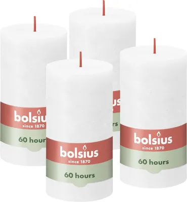 Produktbild von Bolsius - Rustik Stumpenkerzen - Weiß - 4 Stück - Dekorative Haushaltkerzen - Na