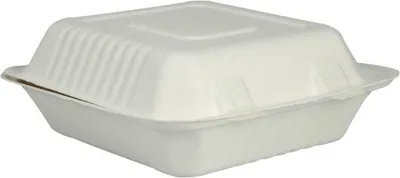 Produktbild von MenüBox, Bagasse, weiß, 22,3x20,1x7,7 cm   | Packung (50 Stück)