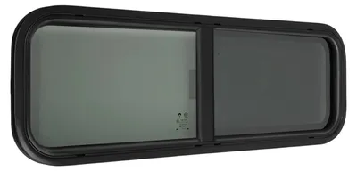 Immagine prodotto di Finestre per camper - Finestra scorrevole verticale, dimensioni 900 x 300 mm - Vetro temperato nero con oscuramento del 20% - Lega di alluminio - Serratura per la privacy - Colore nero