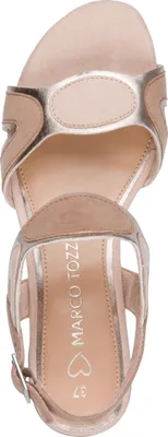 Produktbild von MARCO TOZZI Damen Sandale Blockabsatz Vegan Knöchelriemen Patches 2-28282-46, Größe:39 EU, Farbe:Rosa