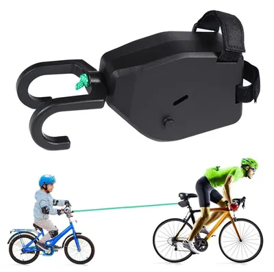 Image de Câble de remorquage pour vélo, enfant, 2,5 mètres, rétractable, pour atteler un enfant, capacité de charge de 225 kg