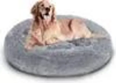 Produktbild von Hundebett Hundebetten Hundekissen LUXUS Katzenbett Plüsch Schlafplatz Haustierbett hellgrau 100cm