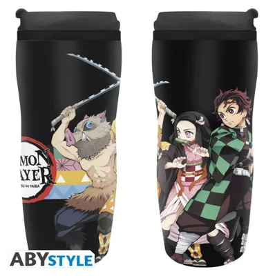 Produktbild von Demon Slayer Travel Mug "Characters Strip Patterns"