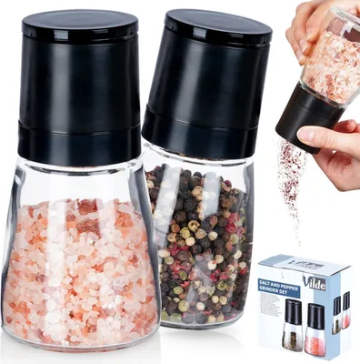 Produktbild von Vilde Gewürzmühle Pfeffermühle Salzmühle Handmühle aus Glas 2 Stk.