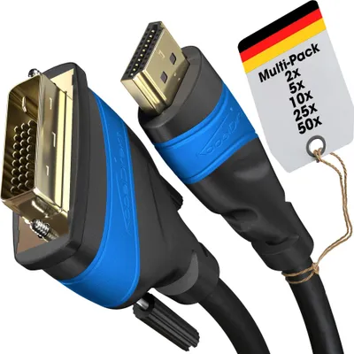 Produktbild von KabelDirekt – HDMI-DVI-Adapterkabel – 10x1,5m – DVI-D 24+1, 1080p