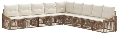 Immagine prodotto di Set di divani da giardino 9 pezzi Beige poly rattan