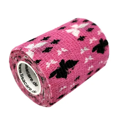 Produktbild von LisaCare selbsthaftende Bandage - Schmetterlinge Rosa - 7,5cm x 4,5m