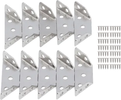 Produktbild von 10ks Edelstahl Multifunktionsdreieck Eckscheibe Multi -Winkelgelenkverbindlichkeitsregal -Stützanschlusshalterung mit 70 Schrauben