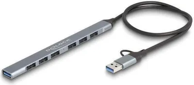Obrázek produktu pro DeLOCK 64273, USB 3.2 Gen 1 (3.1 Gen 1) Type-C, USB 2.0 Type-A, USB 3.2 Gen 1 (3.1 Gen 1) Type-A, 5000 Mbit/s, Šedá, Kov, 0,5 m