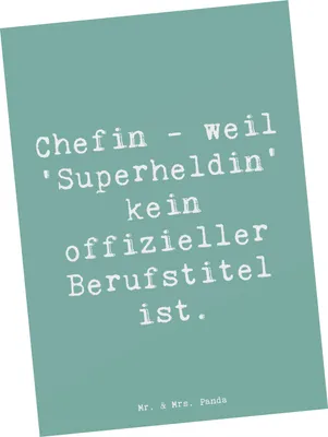 Produktbild von Mr. & Mrs. Panda Grußkarte Spruch Chefin Superheldin - Meeresbrise - Geschenk, Postkarte, Geschenke, inspirierende Frau, personalisierte, bildkarte, Postkarten, kreative