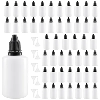50x 50 ml Plastik-Dosierflaschen mit Deckel & Trichter