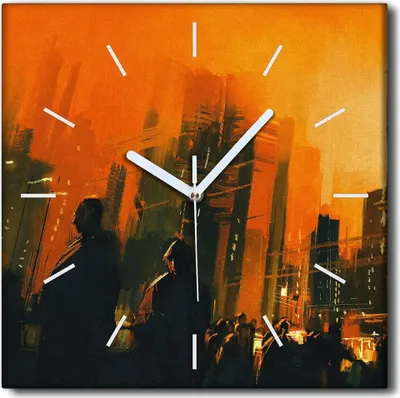 Produktbild von Coloray Uhr auf Leinwand 30x30 cm Wand Uhr Dekoration Wohnzimmer Segeltuch weiße Zeiger -Landschaftsarchitektur