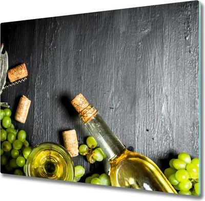 Produktbild von Glas Herdabdeckplatte 60x52 cm Spritzschutz Glasabdeckplatte Schneidebrett Weißwein und Früchte