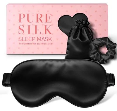Image de Masque de sommeil en soie 100% qui bloque complètement la lumière