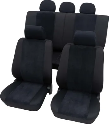 Produktbild von Auto Sitzbezüge Universal Komplett Set 11-teilig - Madagaskar schwarz, Eco Class mit SAB 1 Vario | Autositzbezüge / Schonbezüge von PETEX