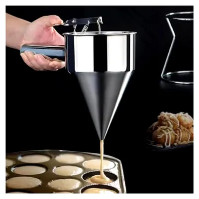 Produktbild von Teigspender aus Edelstahl mit Ständer für Cupcakes, Waffeln, Muffins, Crêpes und Kuchen