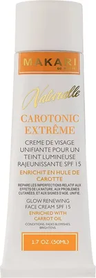 Produktbild von Makari Carotonic Extreme Glow Renewing Gesichtscreme, 50 ml, SPF15, mit Karottensamenöl, Vitaminen & natürlichem Carotin für Mischhaut, fettige & zu Akne neigende Haut, gegen dunkle Flecken, Unreinheiten & Altersflecken, für einen strahlenden, ausgeglichenen Hautton