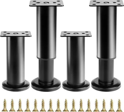 Produktbild von Schwarze verstellbare Möbelbeine (12-18 cm) für Schrank, Sofa und Tisch