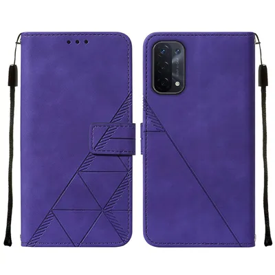 Produktbild von OPPO A54 5G Hülle, Schlank Prägung Flip Leder Kartenfächer Schutzhülle mit Ständer für OPPO A54 5G / A74 5G / A93 5G Lila