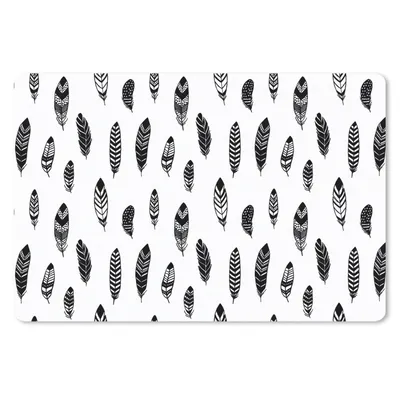 Produktbild von MuchoWow® Mauspad Mousepad Federn - Schwarz und weiß - Muster - Vogel 27x18 cm - Mousepads - Maus Mat - Pad - Mausunterlage - Büroartikel - Desk Matten