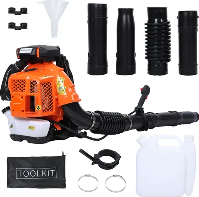 Produktbild von Laubbläser, 80-cm³-Rucksack-Gas-Laubbläser, Gasgebläse, bis zu 900 CFM, leistungsstarkes Räumen, für die Rasenpflege, Gartenstaub und Schmutz (Orange)
