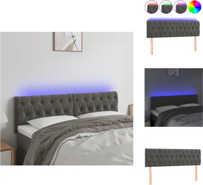 Produktbild von vidaXL LED Kopfteil Dunkelgrau 144x7x78/88 cm Samt -  Kopf- & Fußenden