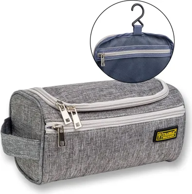 Produktbild von Intirilife Reisetasche in GRAU – Kulturbeutel mit Reißverschlüssen, vielen Aufbewahrungsmöglichkeiten und Tragegriff Reisetasche geeignet für Reisen, Urlaub uvm.