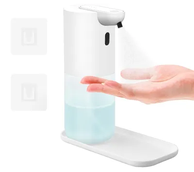 Produktbild von Automatischer Desinfektionsmittelspender, sensorgesteuerter Desinfektionsmittelspender, berührungsloser Wandspender, 400 ml mit Tropfschale, 4-stufig, für Schulen, Büros, Krankenhäuser, Hotels und Restaurants