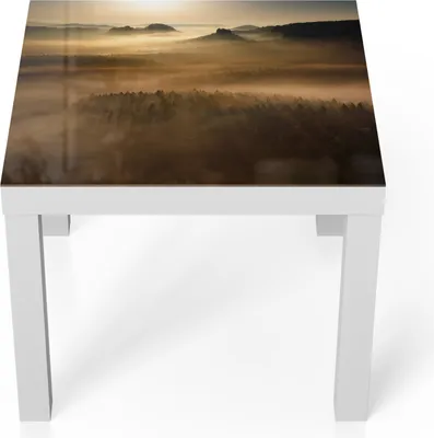 Produktbild von DEQORI Couchtisch 55x55 cm Weiß 'Goldener Waldhauch' Glas Beistelltisch Glastisch modern