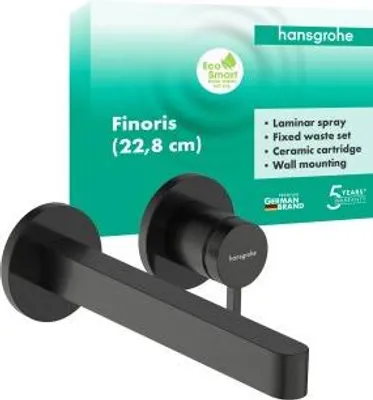 Zdjęcie produktu dla Hansgrohe Finoris bateria umywalkowa 22,5 cm czarny chrom szczotkowany