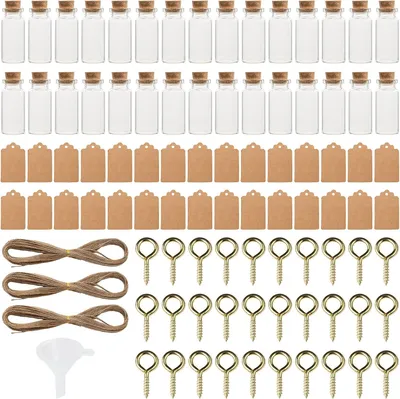 Obrázek produktu pro Sada 30 malých skleněných lahviček s korkovými zátkami, mini skleněné lahvičky o objemu 10 ml, vhodné pro svatby, dekorace na party a další použití
