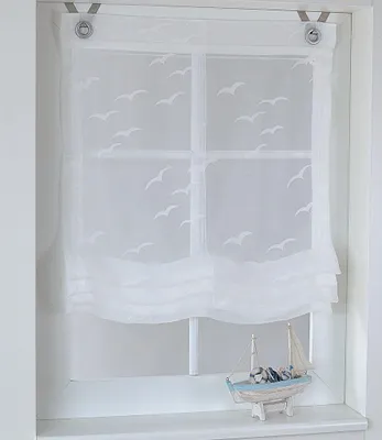 Produktbild von Raffrollo Ösenrollo Weiss transparent maritim Seabird Breite 100 cm x Höhe 130 cm