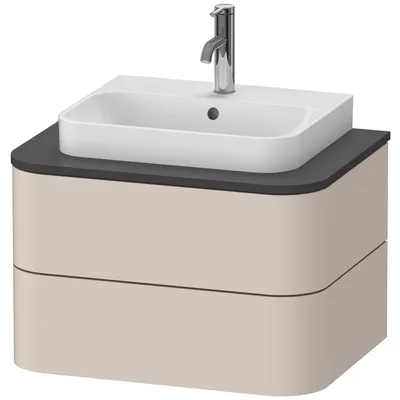Produktbild von Waschtischunterbau HAPPY D.2 PLUS 650x480mm 2 Schubk ta s-matt o ES taupe supermatt ohne Einrichtungssystem
