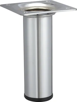 Image de Pied de meuble cylindrique fixe acier chromé gris, 10 cm