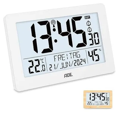 Zdjęcie produktu dla Budzik cyfrowy radiowy XL duży wyświetlacz LCD termometr higrometr na biurk
