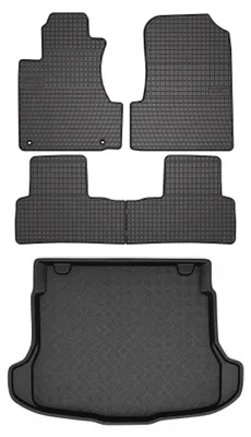 Productafbeelding van Rubberen automatten + kofferbakmat voor Honda CR-V III 2006-2011 – 5-delig, zwart, op maat – Wielganizator SolidPRO