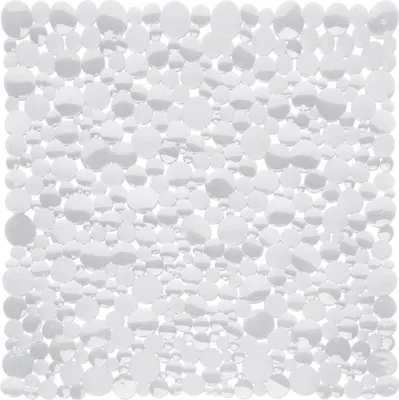 A white shower mat with a pattern of raised circles.