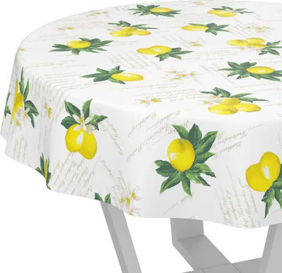 Produktbild von ANRO Wachstuch-Tischdecke Rund 140cm Schnittkante Zitronen