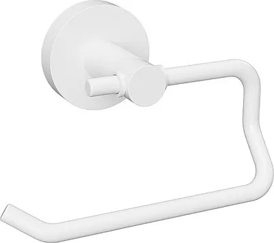 Produktbild von WHITE Papierrollenhalter Messing Weiß ohne Deckel 140x95x90 mm für Bad & WC >> zum Bohren oder Kleben
