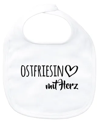 Produktbild von Huuraa Baby Lätzchen Ostfriesin mit Herz White Klettverschluss  Baumwolle Latz Geschenkidee