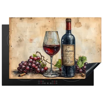 Produktbild von KitchenYeah© Herdabdeckplatte Wein - Trauben - Jahrgang , 77x51cm, Küche Deko, Glaskeramikkochfeld Herdabdeckung, Abdeckplatte fùr Kochfeld