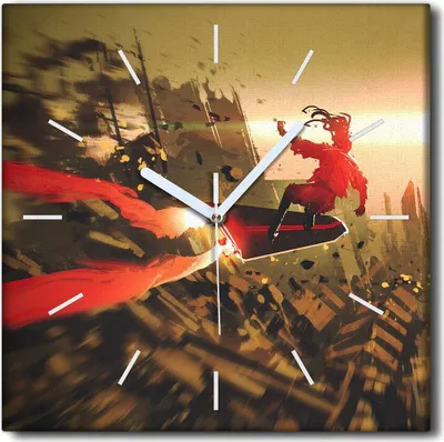 Produktbild von Coloray Uhr auf Leinwand 30x30 cm Wand Uhr Dekoration Wohnzimmer Segeltuch weiße Zeiger -Sonnenuntergang Serfer.
