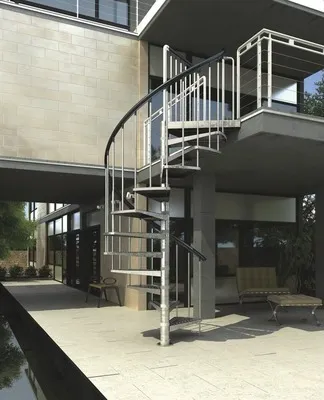 Produktbild von Pertura Spindeltreppe Sania Lochblech feuerverzinkt Ø 125 cm Silber 11 Stück Stufen 12 Steigungen Relinggeländer Stabgel